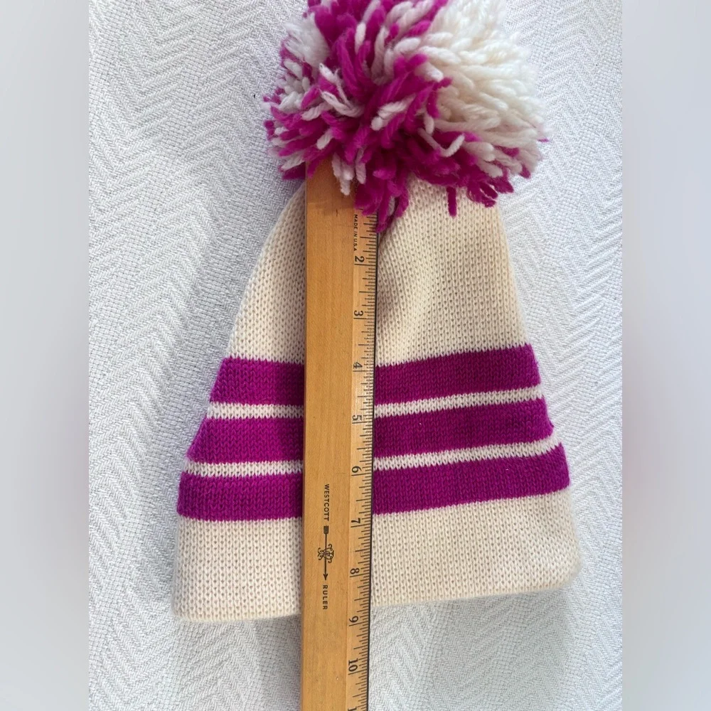 Kids Cream and Pink Pom-Pom Beanie